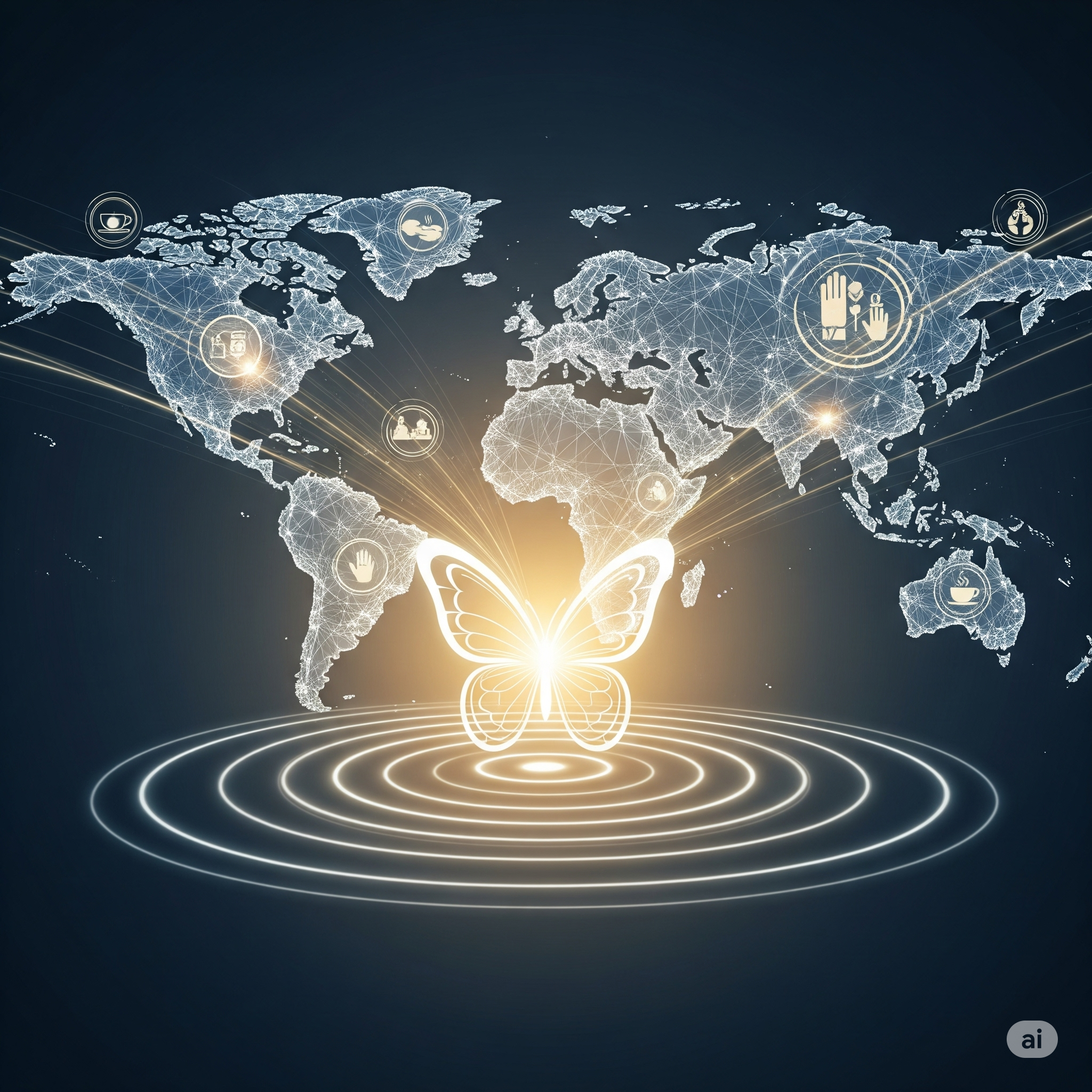 A visualization of interconnected ripples spreading outwards